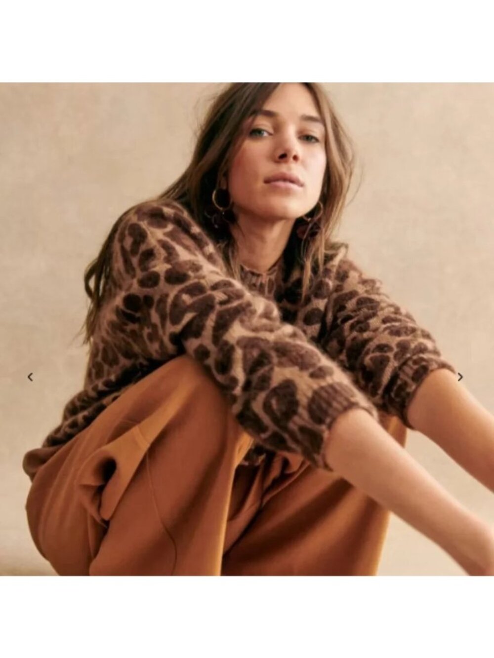 NWOT SEZANE Gianni Kid Mohair Crewneck Sweater in Leopard - Picture 3 of 12